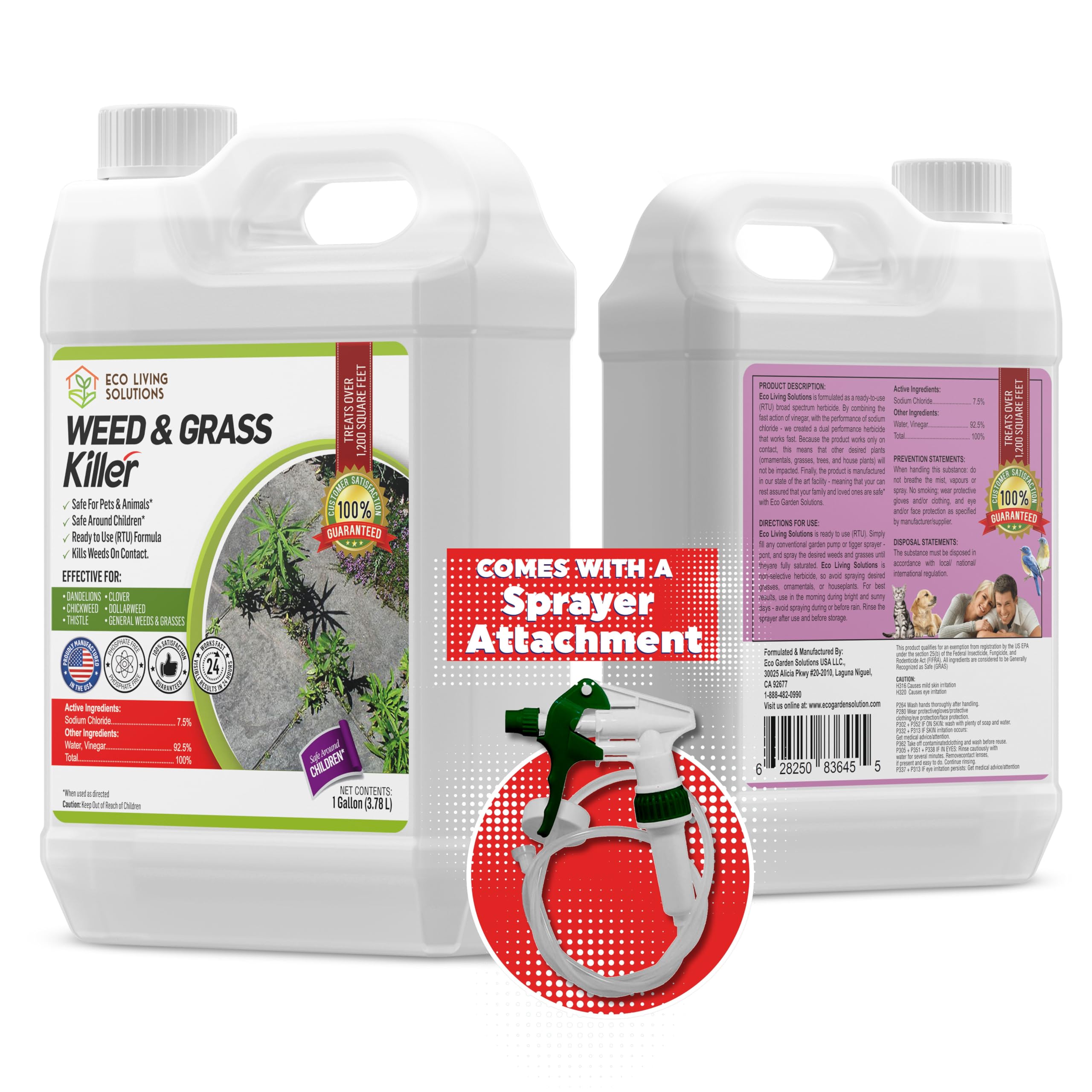 ECO GARDEN PRO Organic Vinegar Weed Killer 1 Gallon with Sprayer
