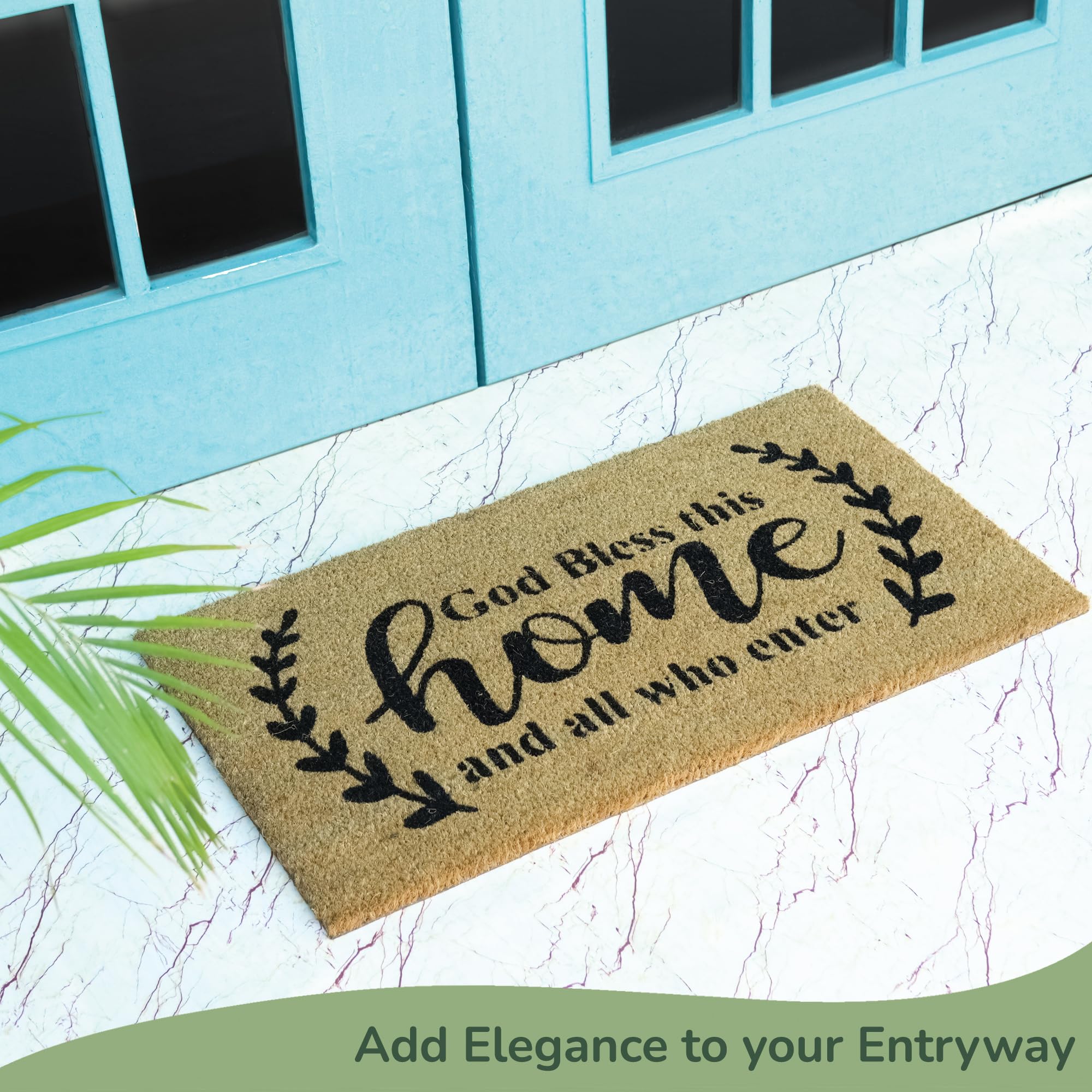Eco Living Coco Coir Doormat displayed on a porch