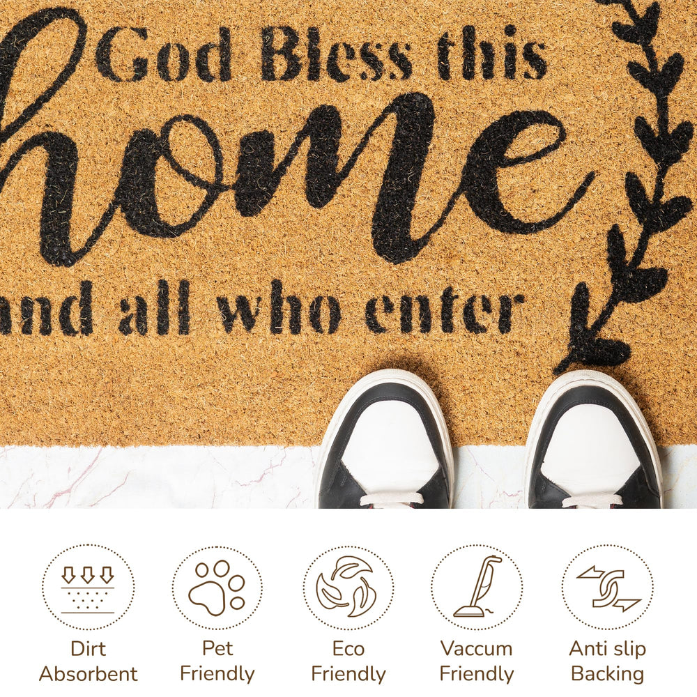 Eco Living Coco Coir Doormat in an outdoor entryway setting