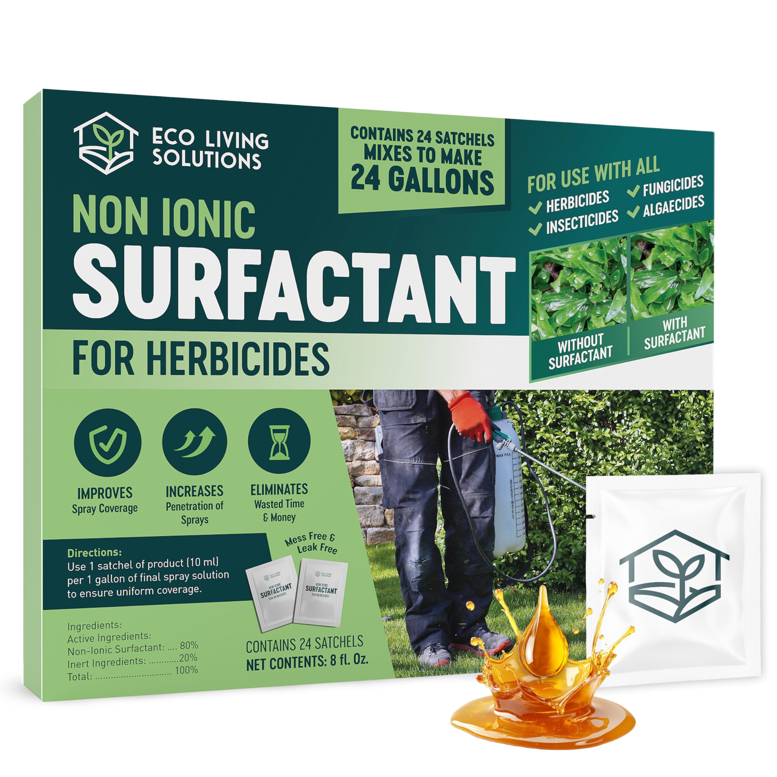 ECO LIVING SOLUTIONS Non-Ionic Surfactant Concentrate 24 Satchels front view