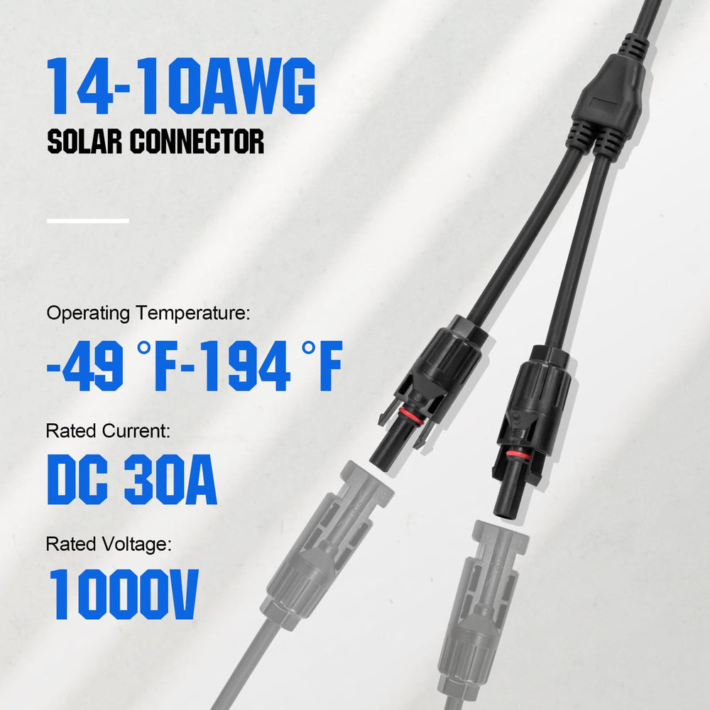 ECO-WORTHY Solar Y Branch Connector Kit showing IP68 waterproof feature