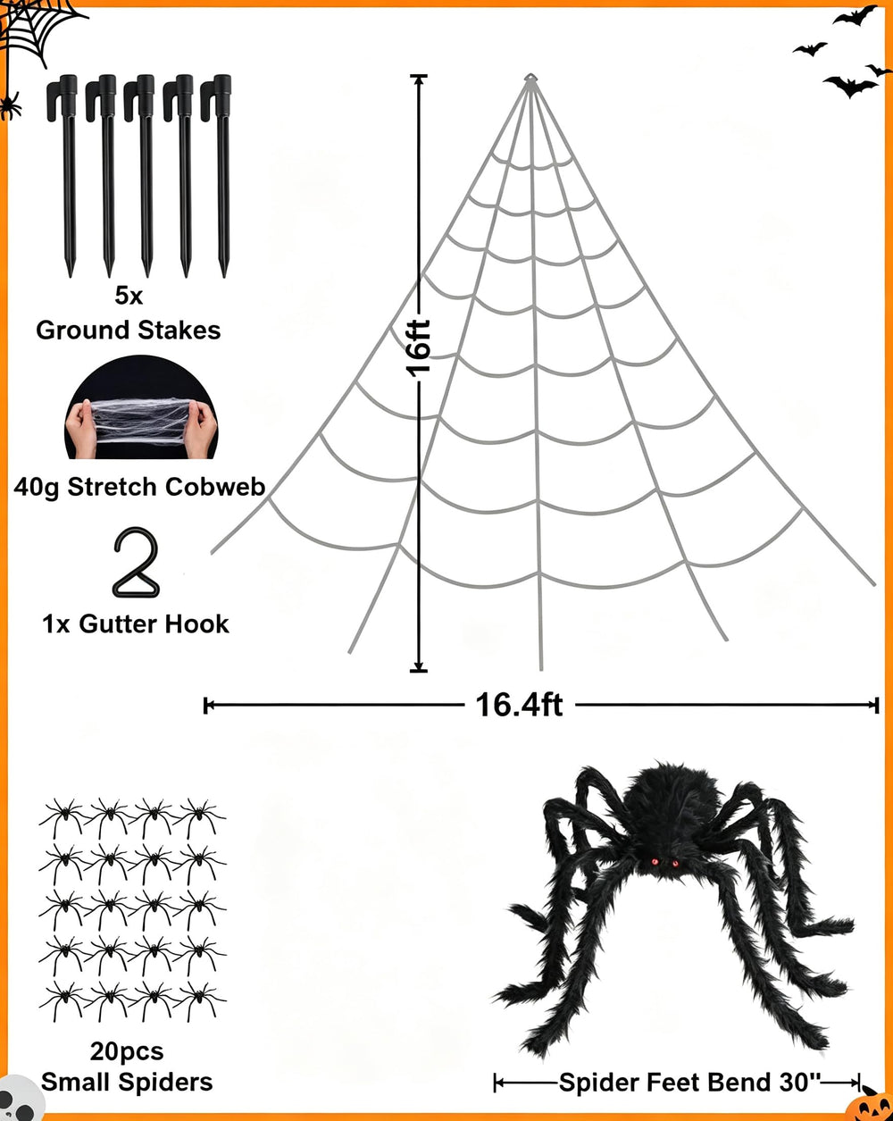 ECOHDT Giant Spider Web packaging and contents