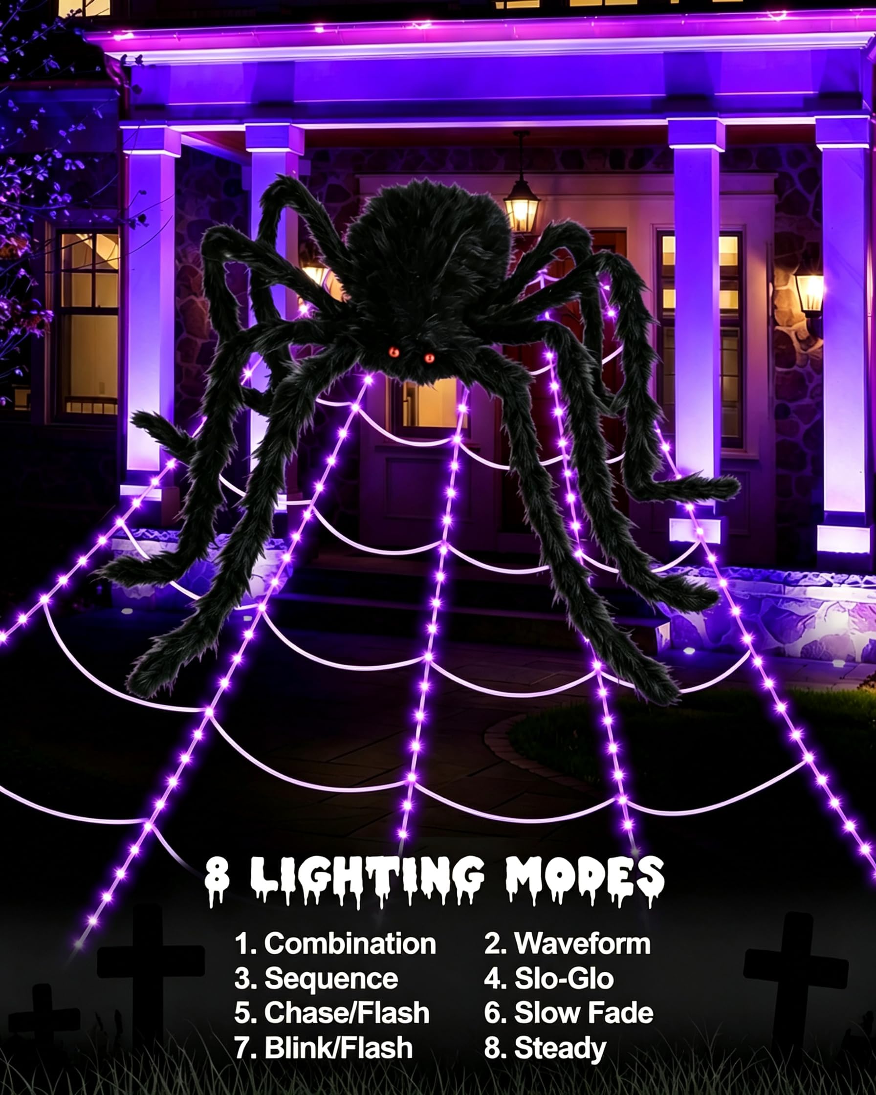 ECOHDT Spider Web glowing in the dark during Halloween