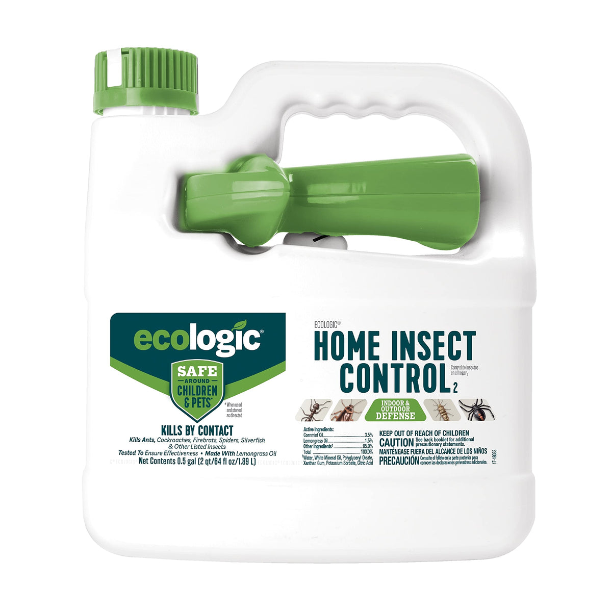 EcoLogic Home Insect Control Spray 64oz front view with lemongrass scent