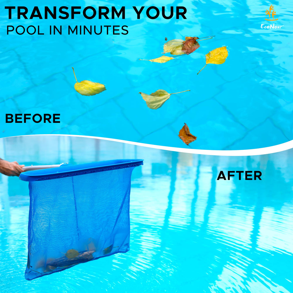 EcoNour Pool Skimmer Net side view showing dimensions