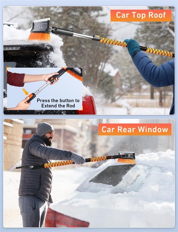 EcoNour snow brush on a car windshield during winter