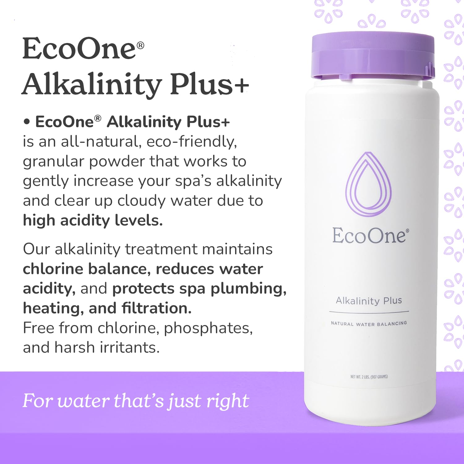 ecoone Alkalinity Plus side view with granular powder