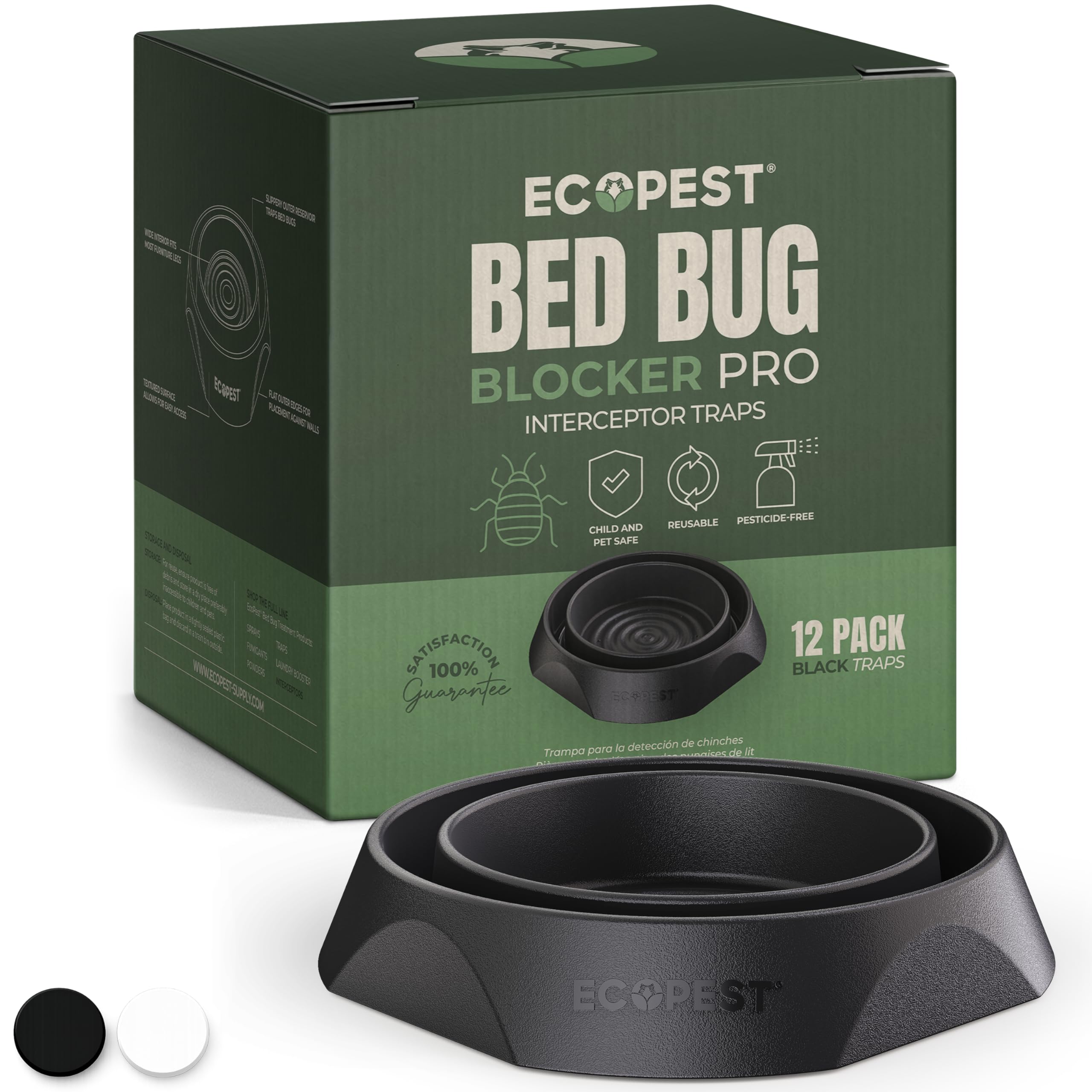 ECOPEST Bed Bug Interceptor trap black model front view