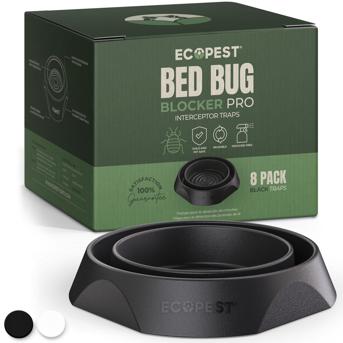 ECOPEST Bed Bug Interceptors 8 Pack, black traps
