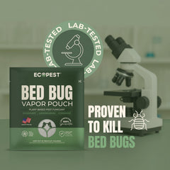 ECOPEST Bed Bug Vapor Pouch in use with luggage
