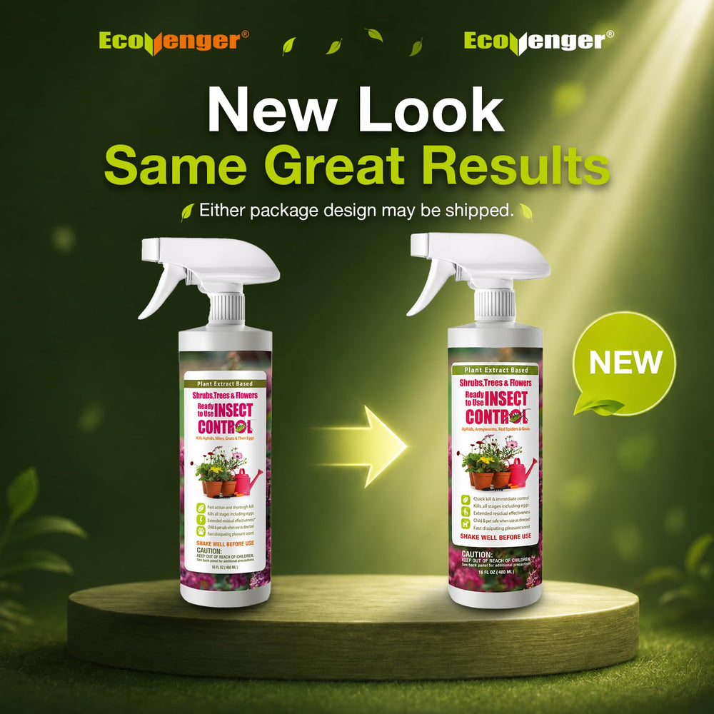 EcoVenger Garden Insect Control 16 oz bottle showing minty woody scent label