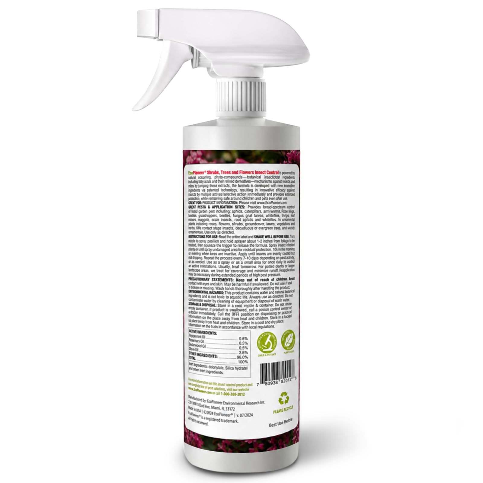 EcoVenger Garden Insect Control packaging details and dimensions