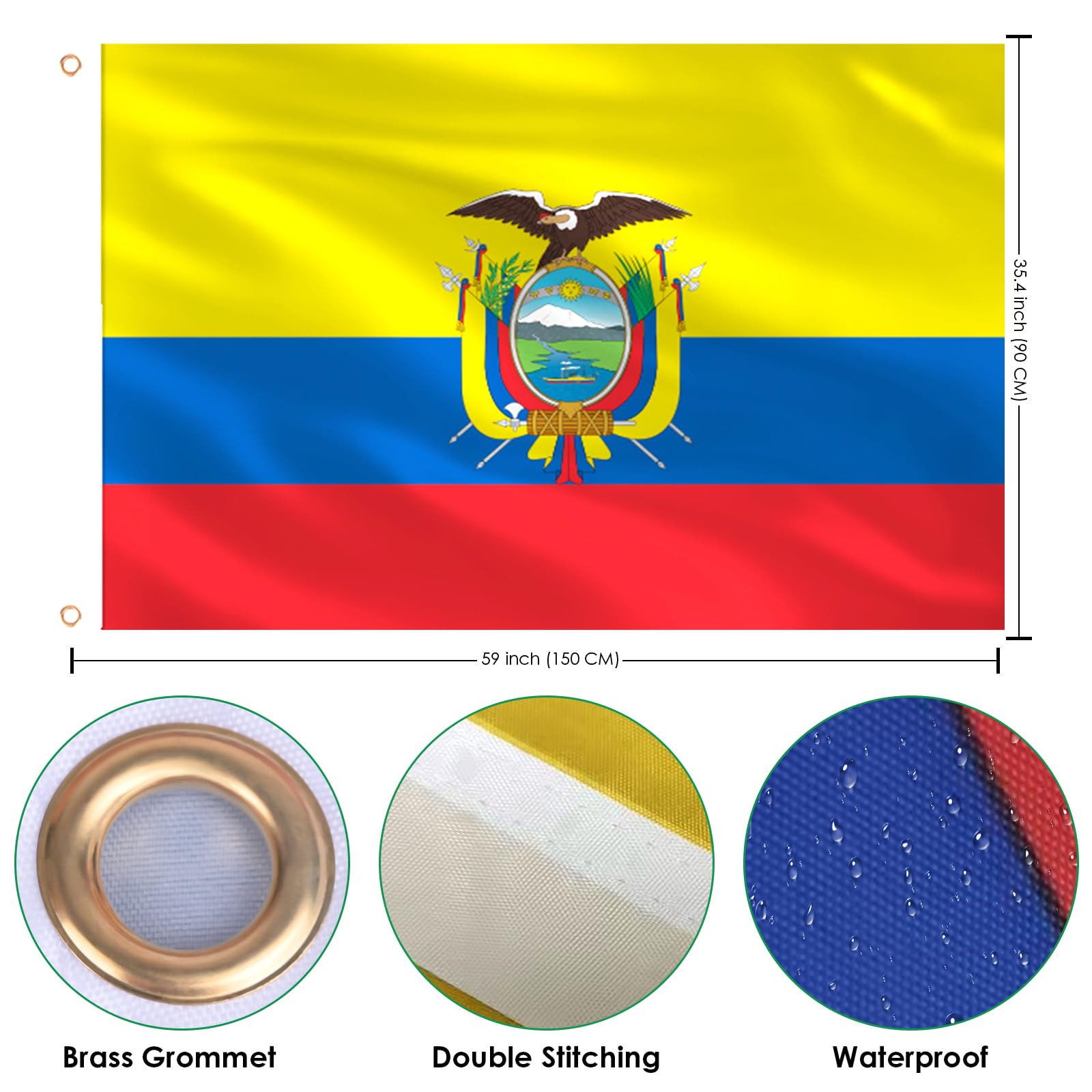 Ecuadorian flag displayed on a flagpole outdoors