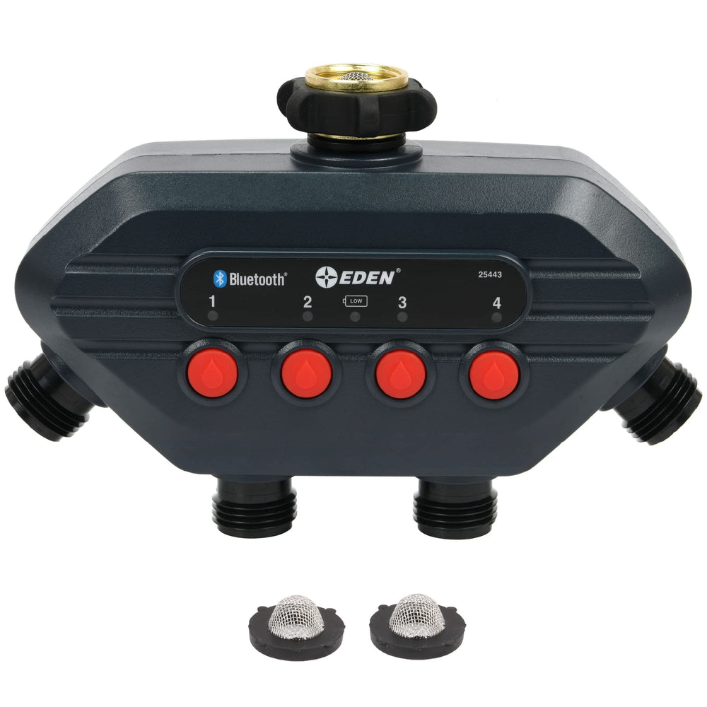 Eden 93443 Bluetooth Water Timer front view with stainless steel washers
