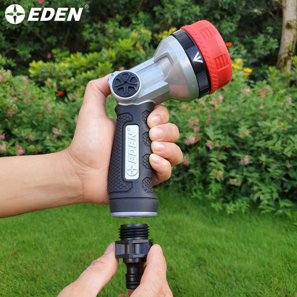 Eden connectors in use with various gardening tools