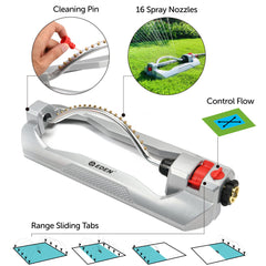 Eden Metal 2-Way Oscillating Sprinkler with Quick Connect Starter Set