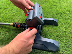 Eden Mini Turbo Oscillating Sprinkler in garden setup