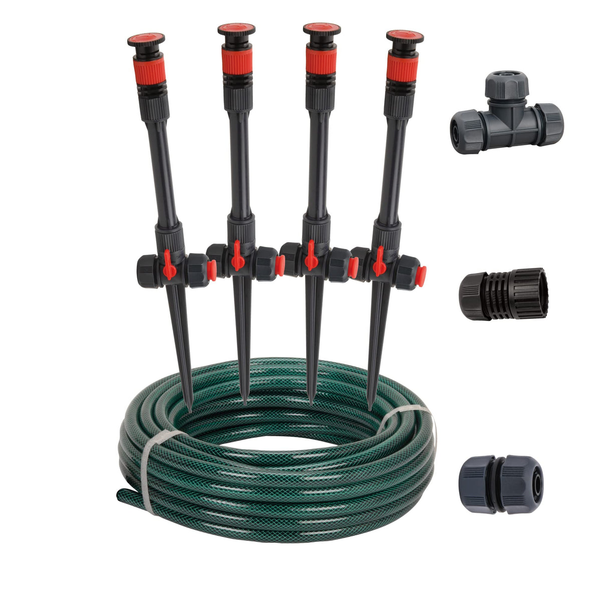 Eden Multi-Adjustable Sprinkler System set including sprinklers and hose