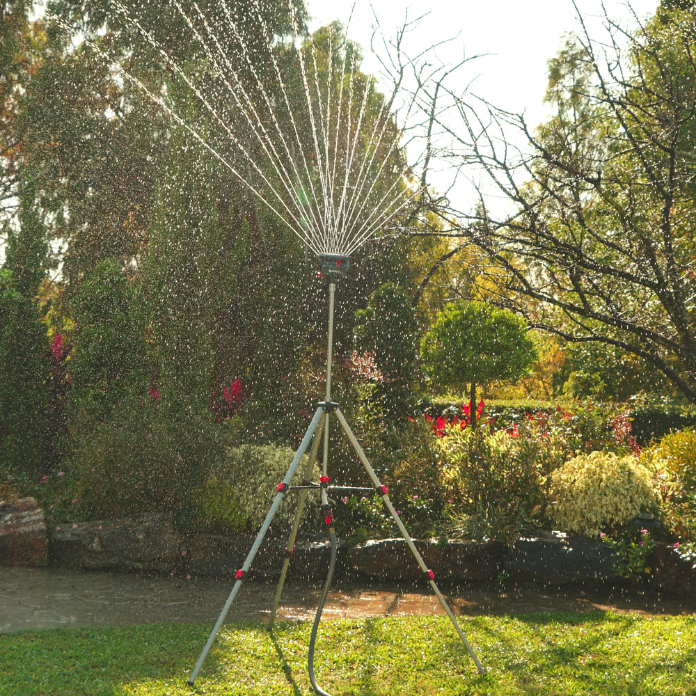 Eden PRO Heavy Duty Metal Tripod Sprinkler with 20 spray nozzles