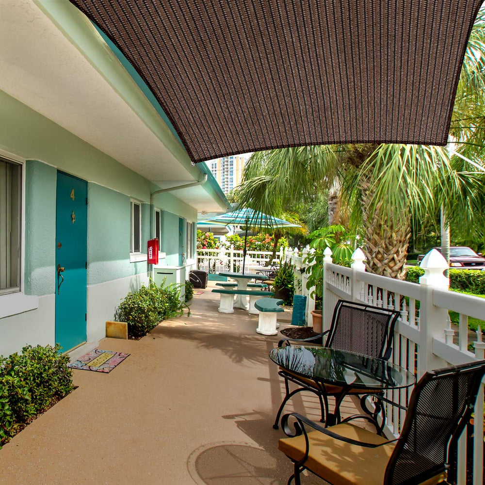 Eden's Decor shade sail 5' x 7' dimensions on a patio
