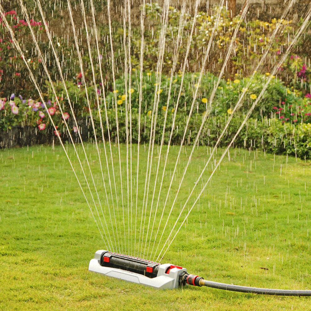 Eden Turbo Oscillating Sprinkler showing width adjustment tabs