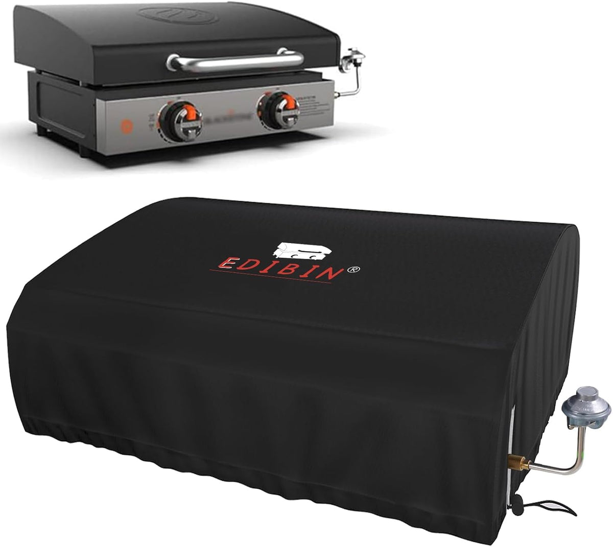 EDIBIN 22 Inch Griddle Cover front view, black fabric