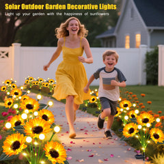 EDOF Solar Sunflower lights installed in a flowerbed