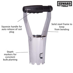Edward Tools Bulb Planter showing automatic soil release mechanism