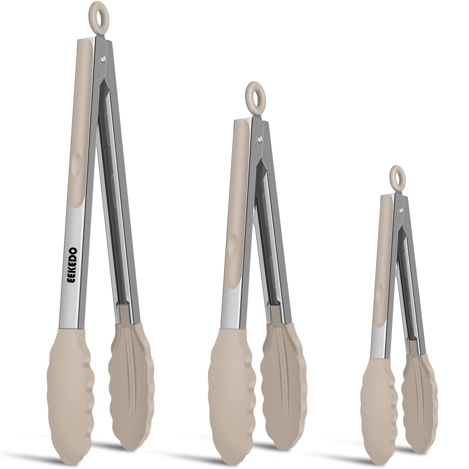 EEKEDO Kitchen Tongs 7 inch stainless steel with silicone tips