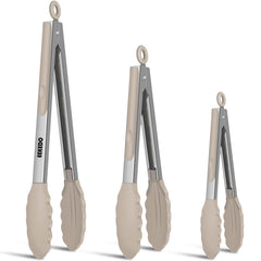 EEKEDO Kitchen Tongs 7 inch stainless steel with silicone tips