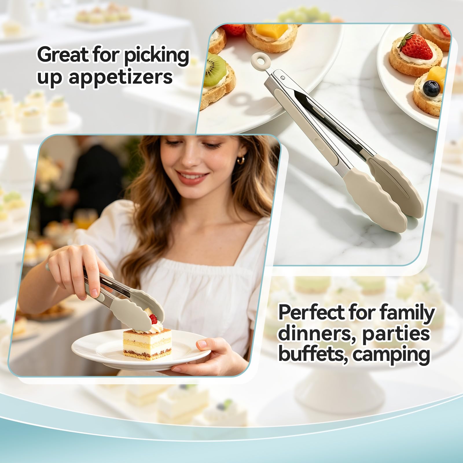 EEKEDO Mini Serving Tongs in a stylish kitchen setting