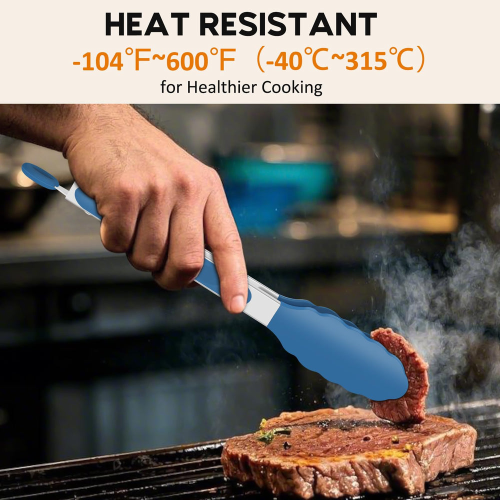 EEKEDO Silicone Tongs on a grilling setup