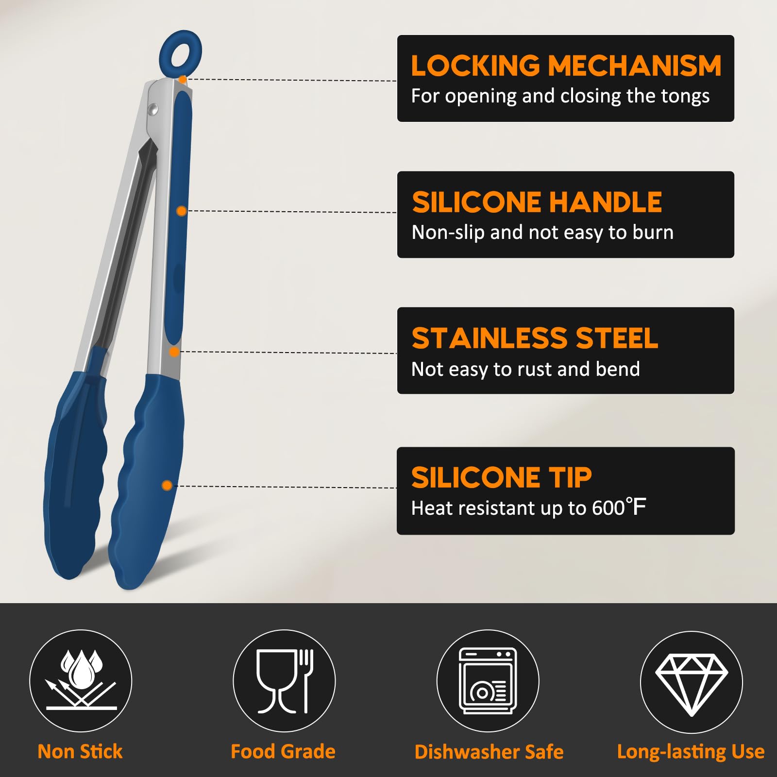 EEKEDO Silicone Tongs with locking mechanism