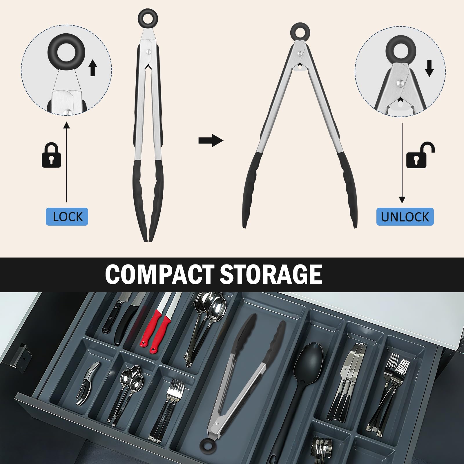 EEKEDO tongs displaying locking mechanism