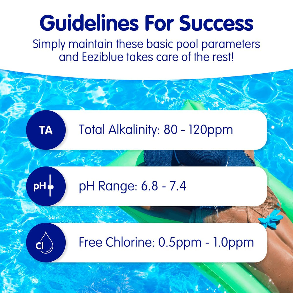 Eeziblue Pool Algaecide application in a swimming pool