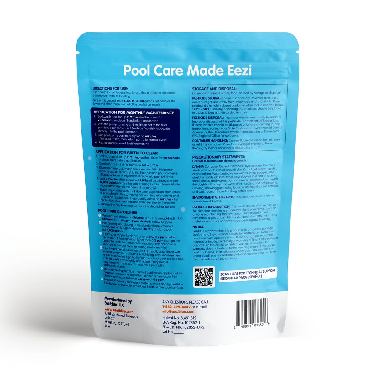 Eeziblue Pool Algaecide in a garden setting near a pool