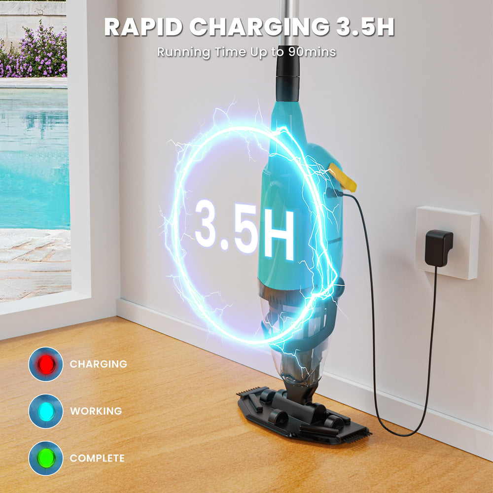 EFURDEN cordless vacuum in use at edge of pool