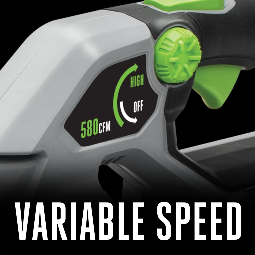 EGO Power+ LB5800 cordless leaf blower in action clearing leaves