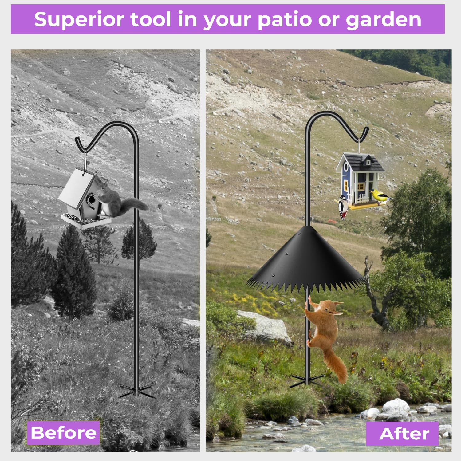 EHK Squirrel Baffle in garden setting