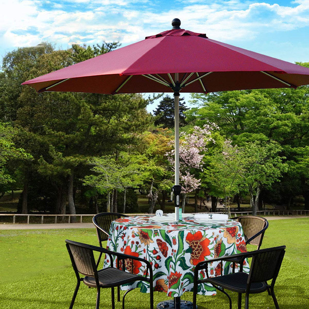 EHouseHome 60-inch round tablecloth in use with family dining