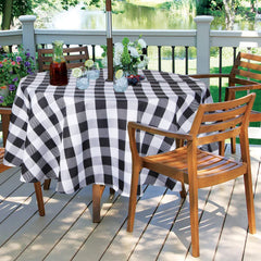 EHouseHome tablecloth displayed on outdoor dining table