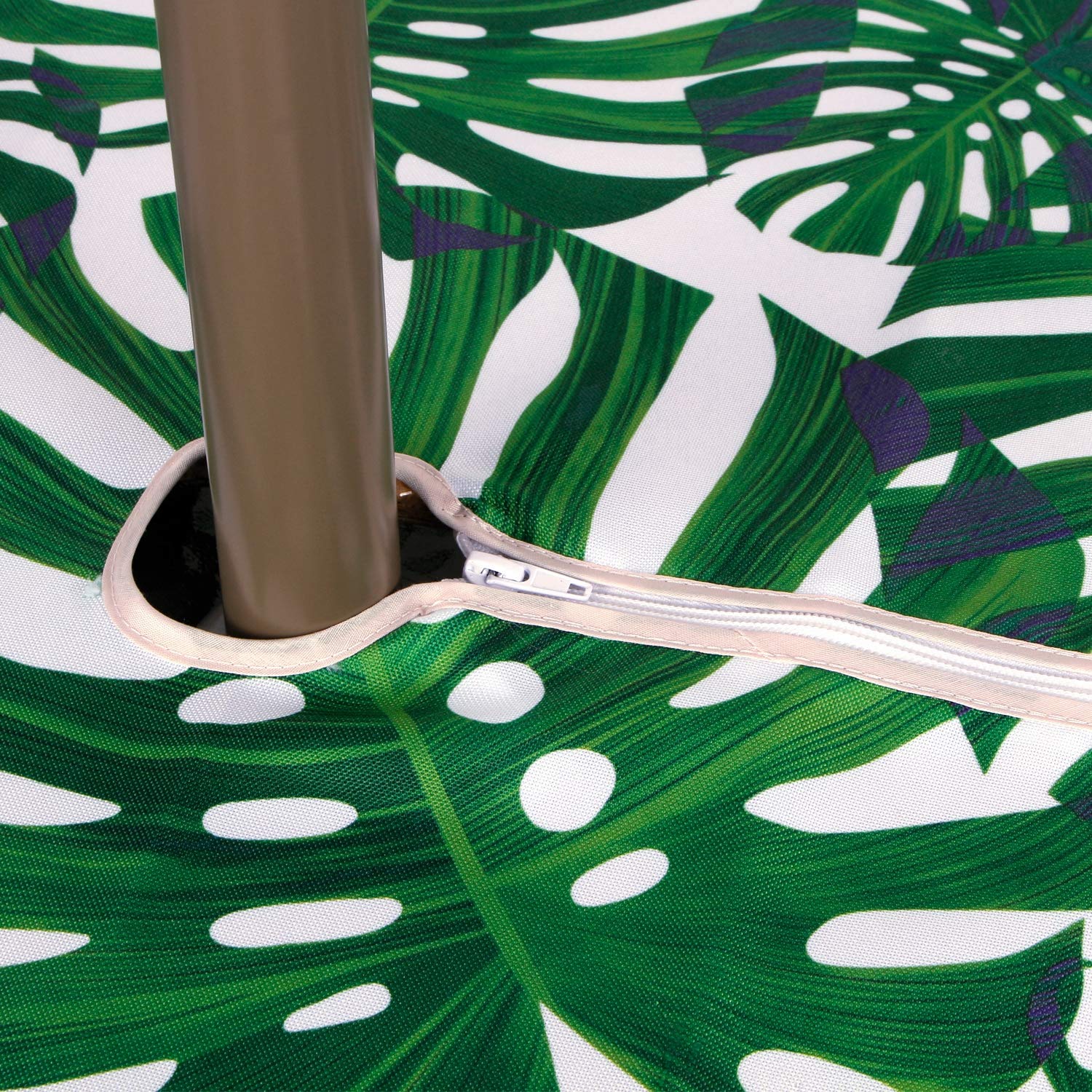 EHouseHome tablecloth laid on a patio table with an umbrella