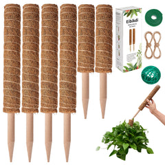 Eibikdi moss pole 68in brown model front view with plants