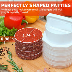 Eight hamburger patty storage containers stacked