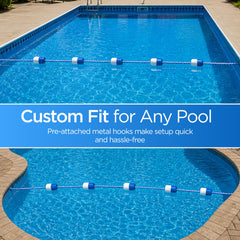 Eight integrated float buoys on FibroPool safety rope