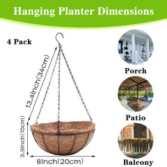EIMQUVW 8 inch black hanging planter basket with plant