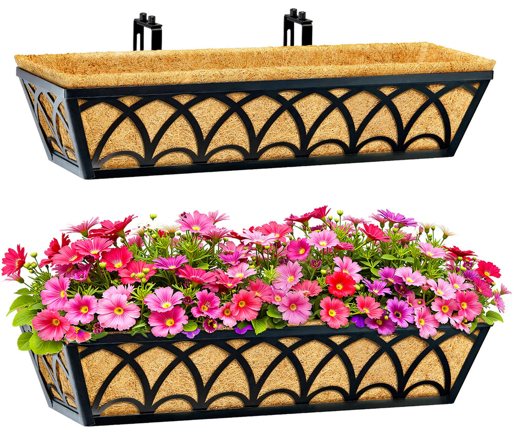 EINYEXW 24 Inch Railing Planter Box installed on a porch railing