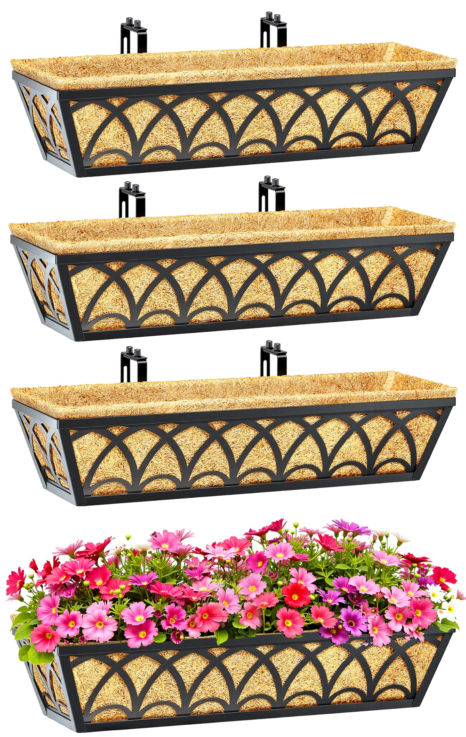 EINYEXW 24 Inch Railing Planter Box modern geometric design