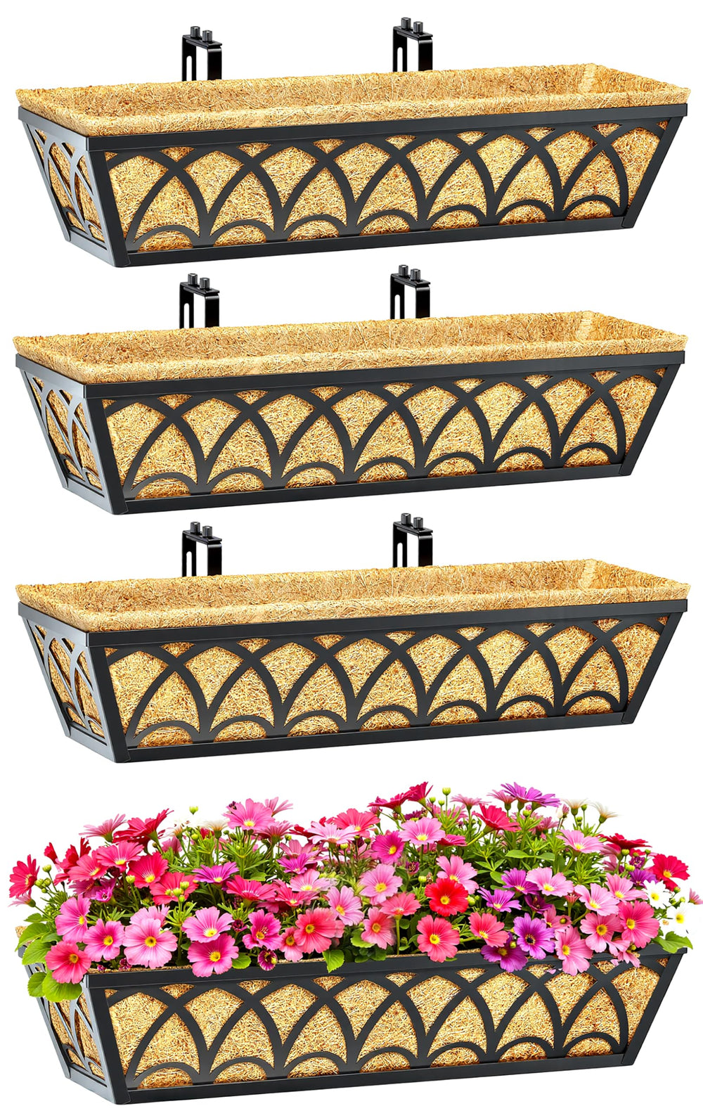 EINYEXW 24 Inch Railing Planter Box modern geometric design