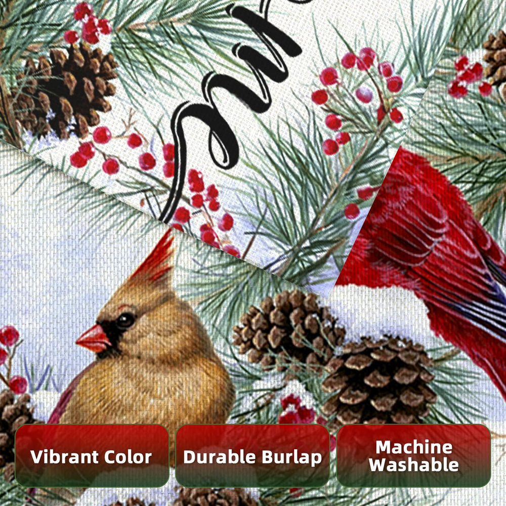 EKOREST Welcome Christmas Garden Flag on a flag stand outdoors